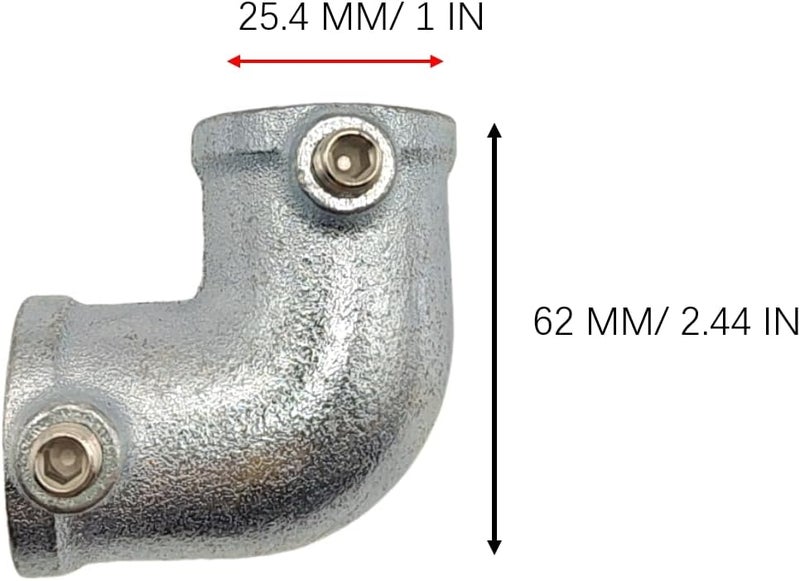 FLEXKEA Galvanized Pipe Fittings, 90 Degree L Tube Connector Fit for 1 Inch(25.4 mm) OD Steel Pipe, Structural Elbow Joint Between Two Pipes Connector, Cast Iron (4) - Image 3